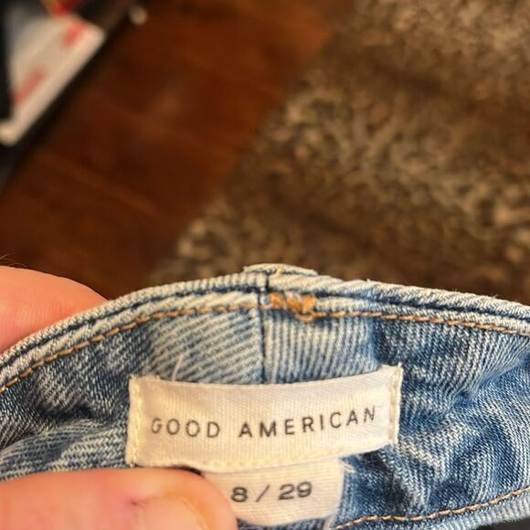 Good American Blue Distressed Ripped Denim Cropped Jeans Contemporary Festival - Picture 14 of 14